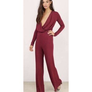 TOBI Wide Leg Wine Burgundy Jumpsuit‎ Size XS